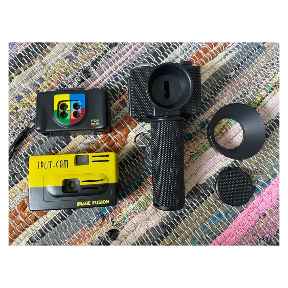 Toy 35 mm cameras ! Split Cam, Lomography 360 Spinner, and Pop Cam